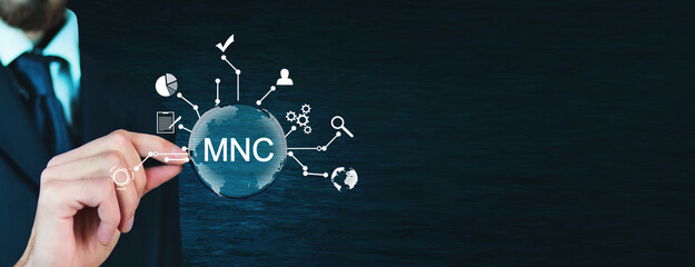 MNC-Multinational Corporation. Business strategy concept