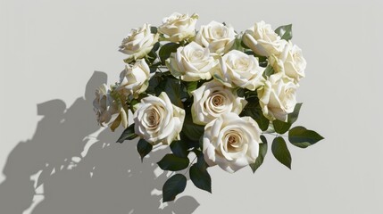 bouquet of white roses, huge white mondial roses bouquet isolated on white background. luxury Bouquet for valentines day. Celebration of engagement or wedding