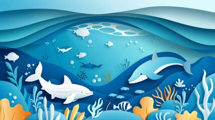 World oceans day illustration in paper style
