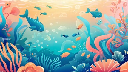 Obraz na płótnie Canvas Gradient “world ocean day” illustration 