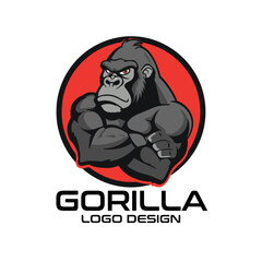 Gorilla Cartoon Vector Logo Design