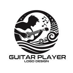 Guitar Player  Vector Logo Design