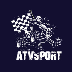 atv sport and flag with black background