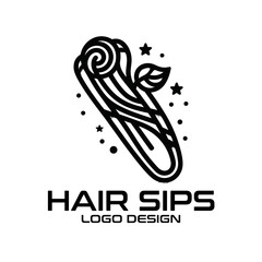 Hair Sips Vector Logo Design
