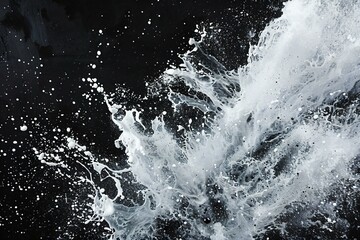 Splashes of water on a black background,  close-up