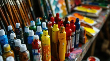 Obraz premium Vibrant Art Supplies Encouraging Creative Expression and