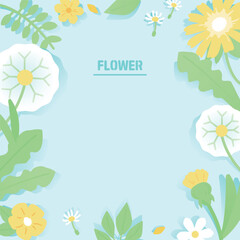 다채로운 꽃 일러스트 배경 프레임 05