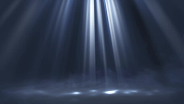 Abstract light ray stage animation with floor lights and smoke, concept, ideas, 4k