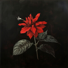 red flower on black background