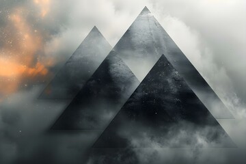 Mystic Triangles in a Hightech Nebula. Concept Space Art, Geometric Designs, Science Fiction Illustration