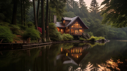 Fototapeta premium house on the lake.