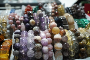Bracelets made of natural stones.