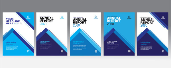 Template vector design set for Brochure, Annual Report, Magazine, Poster, Corporate Presentation, Portfolio, Flyer, infographic, layout modern with blue color size A4, Easy to use and edit file.