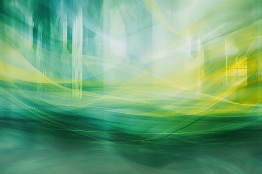 Abstract green and yellow background with motion blur and bokeh