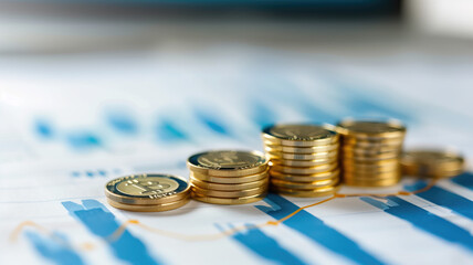 Stack of coins with graph chart growth up Business and finance concept  Generative AI
