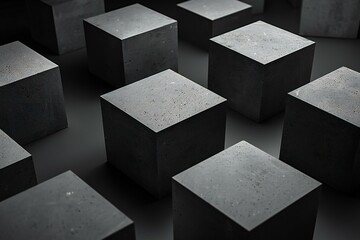 Abstract black and white background with concrete cubes,   render illustration