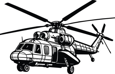 Mil-mi-24 Aircraft Silhouette Vector 