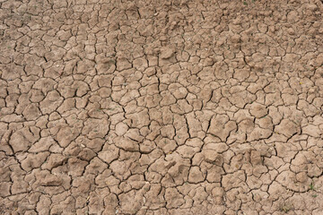 Dry cracked brown soil texture and background of ground