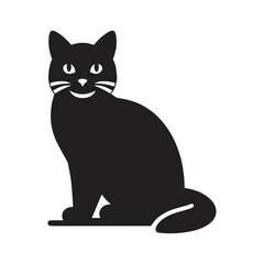 Obraz premium A Cat Silhouette Vector Art Illustration. Black and White Cat with White Background.