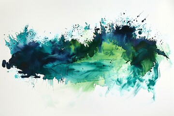 Abstract watercolor painted background,  Blue, green and black colors