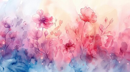 Watercolor floral background. Hand drawn illustration with watercolor flowers - obrazy, fototapety, plakaty