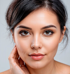 Obraz premium face of a woman without makeup, skin care concept