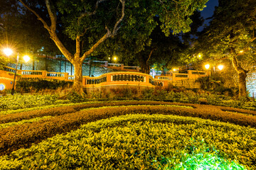 Night view of Francisco Garden in Macau, China.