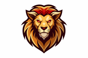 Lion head logo vector illustration in white background