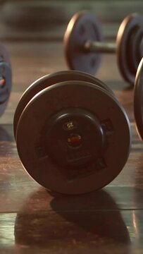 dumbbell and weights Exercise equipment in the gym and fitness