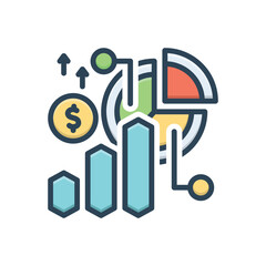 Color illustration icon for market share