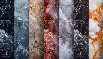 Marble Textures, Luxurious marble textures in various colors and veining patterns, perfect for adding elegance and sophistication to digital illustrations or branding materials