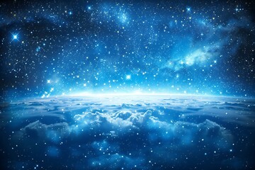 Fototapeta na wymiar Blue space background with stars and nebula