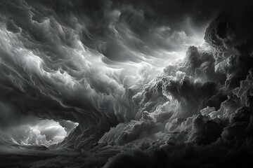 Abstract black and white background of stormy clouds - obrazy, fototapety, plakaty