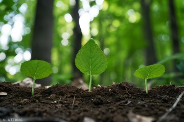 Seedlings in the forest,  The concept of environmental protection - obrazy, fototapety, plakaty