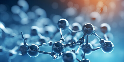 3D illustration of a molecule Nanotechnology in medical research of biochemical processes
 - obrazy, fototapety, plakaty