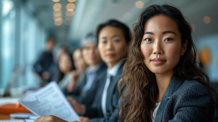 Obraz premium Businesswoman Leading a Meeting in Modern Office