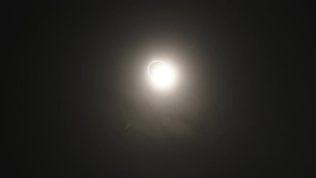 A time-lapse shot of the end of a total solar eclipse coming into the diamond ring phase. Shot in 4k