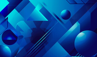 Blue abstract background with geometric shapes AI-generated Image