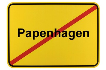 Illustration eines Ortsschildes der Gemeinde Papenhagen in Mecklenburg-Vorpommern