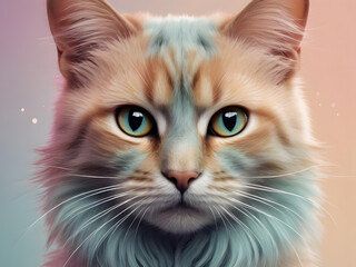 Amazing Art Cat animal abstract wallpaper in pastel colors