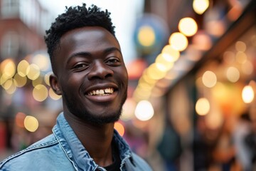 Portrait of a smiling african american man in the city