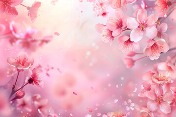 Fototapeta na wymiar close up of sakura flowers on pink background