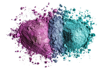 Heap of flour colorful powder with freeze isolated on background, abstract pile ground splatter of...