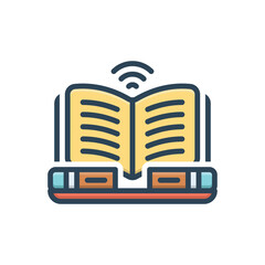 Color illustration icon for e learning
