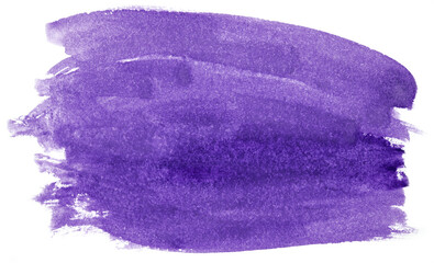 Violet brush paint watercolor isolated on a transparent background. Color bubble.