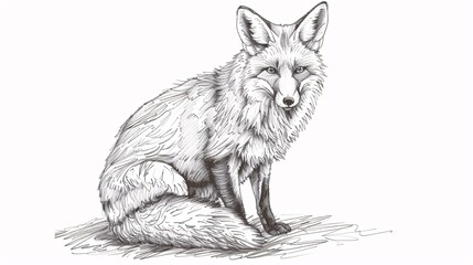 Hand-drawn sketch of a fox in its natural habitat.