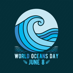 Fototapeta na wymiar World Oceans Day June 8, Vector Illustration Design