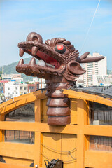 The historical Turtle Ship, a combat ship located in Tongyeong, Gyeongsangnam-do, South Korea,15 April 2017