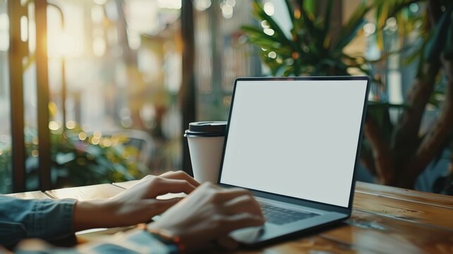 Working on a laptop with a transparent background