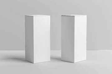 White tall packaging box set, displaying side and front views, perfect for clean product visuals